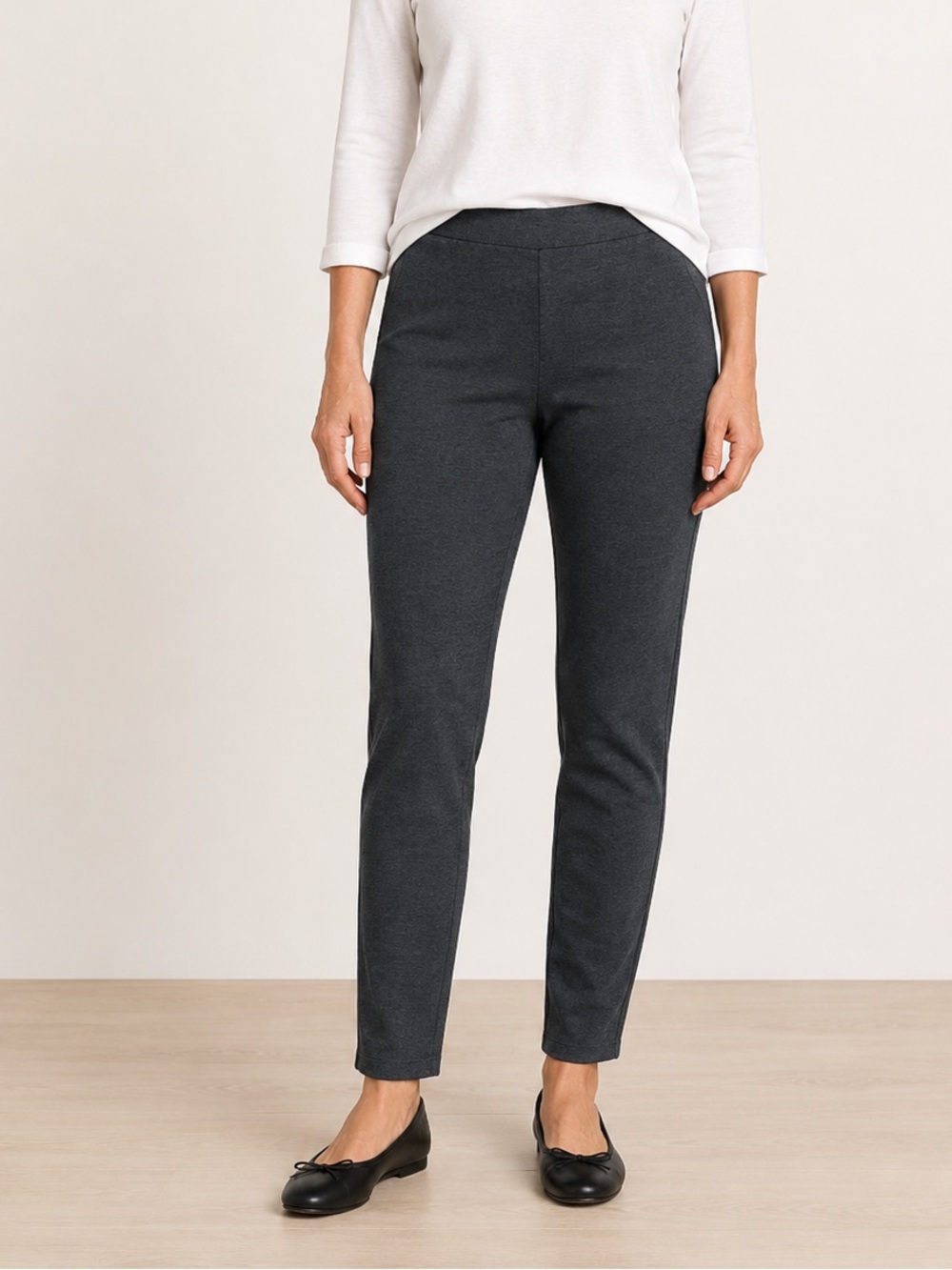 J Jill Pants Women's M Gray Ponte Slim Leg Pull On Stretch Casual Lounge Classic